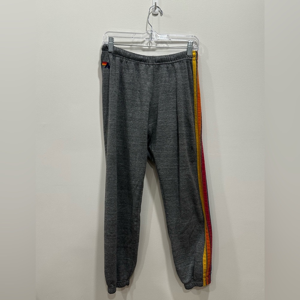 Aviator Nation 5 Stripe Sweatpants Heather Gray Large *Flawed - Picture 3 of 9